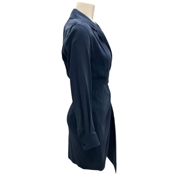 Max Mara Navy Blue James Silk Wrap Dress - Picture 2 of 6